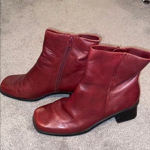 Maroon heeled boots